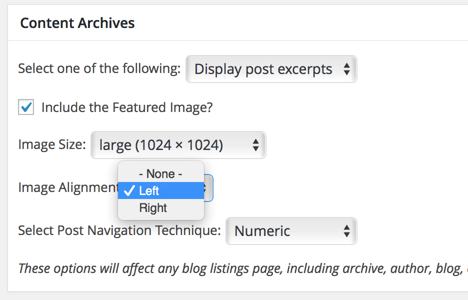 - featured image align