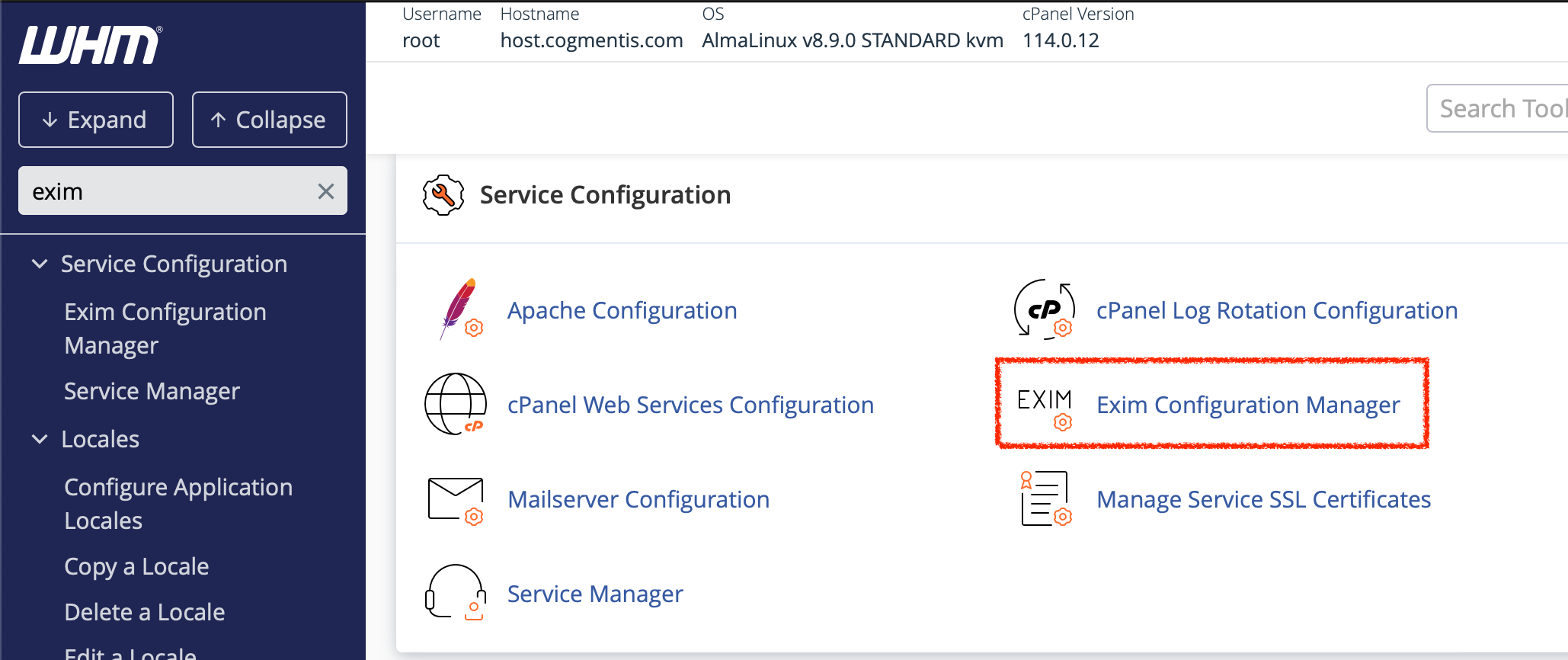 - exim config manager